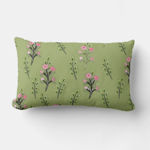 Cojín Lumbar Ramos rosados oliva verde