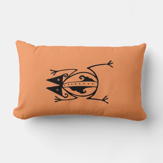 Cojín Lumbar Rana tribal arte de la antigua tribu animal (Anverso)