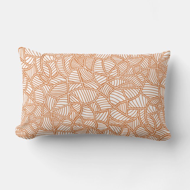 Cojín Lumbar Random Leaf Mosaic Dark Naranja (Anverso)