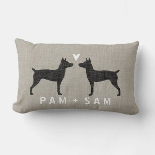 Cojín Lumbar Rat Terrier Silhouettes Love - Personalice