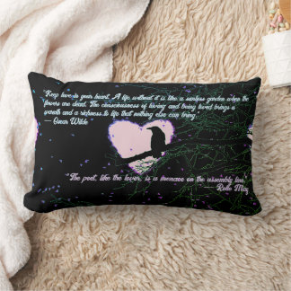 Cojín Lumbar Raven: Amor oscuro roto corazón brillante con cita