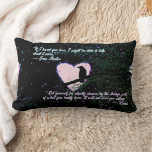 Cojín Lumbar Raven Dark Love Cracked Glowing Heart con Citas