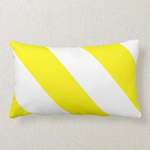 Cojín Lumbar Rayas amonestadoras de la atención blanca amarill