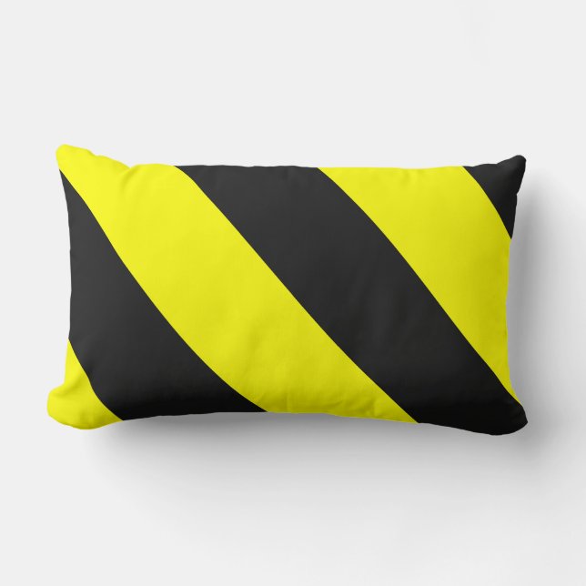Cojín Lumbar Rayas amonestadoras de la atención negra amarilla (Anverso)