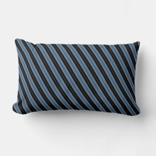 Cojín Lumbar Rayas azules negras blancas diagonales a rayas fin