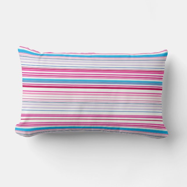 Cojín Lumbar Rayas azules rosadas lindas (Anverso)