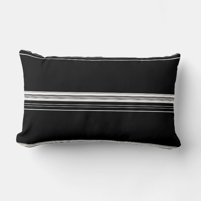 Cojín Lumbar rayas blancas negras de moda (Anverso)