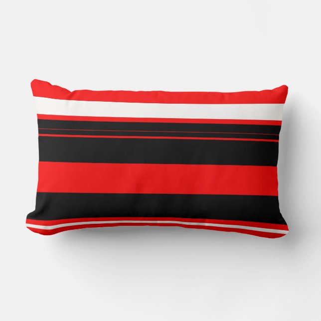 Cojín Lumbar Rayas blancas rojas y negras (Anverso)