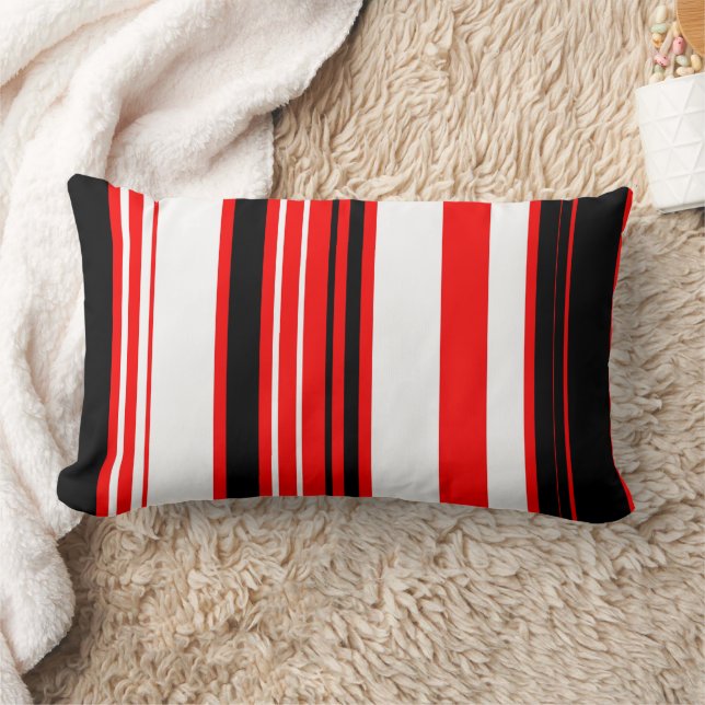 Cojín Lumbar Rayas blancas rojas y negras (Manta)