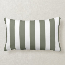 Cojín Lumbar Rayas clásicas del diseñador en verde oliva y