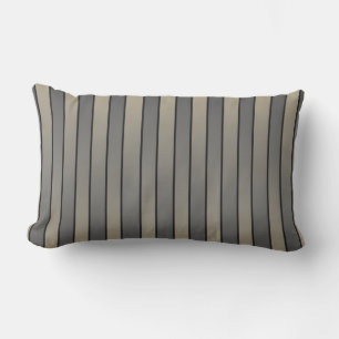Cojín Lumbar Rayas con Efecto de Satén Negro y Beige