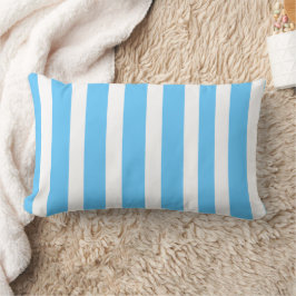 Cojín Lumbar Rayas de Cabaña Azul Claro y Blanco