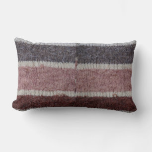 Cojín Lumbar rayas de punto a mano marrón y bieja