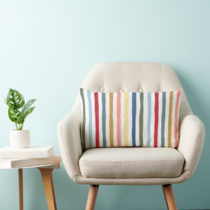 Cojín Lumbar Rayas dibujadas a mano en colores modernos de medi