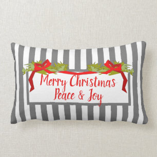 COJÍN LUMBAR RAYAS ELEGANTES DEL NAVIDAD PILLOW_GREY/WHITE