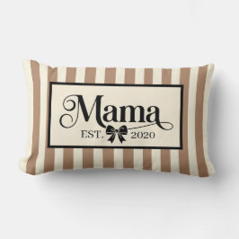 Cojín Lumbar Rayas Marrones Chic Personalizado Recuerdo de Mama