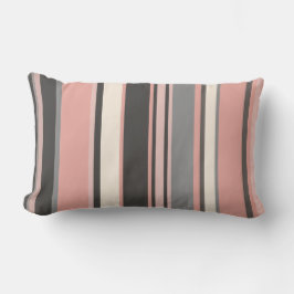 Cojín Lumbar Rayas modernas rosadas y grises a mediados del sig