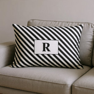 Cojín Lumbar Rayas Negras/Blancas Monogramadas