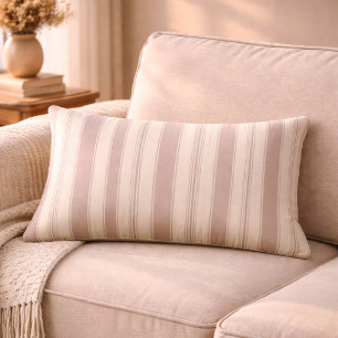 Cojín Lumbar Rayas neutras beige y taupe de granja rústica