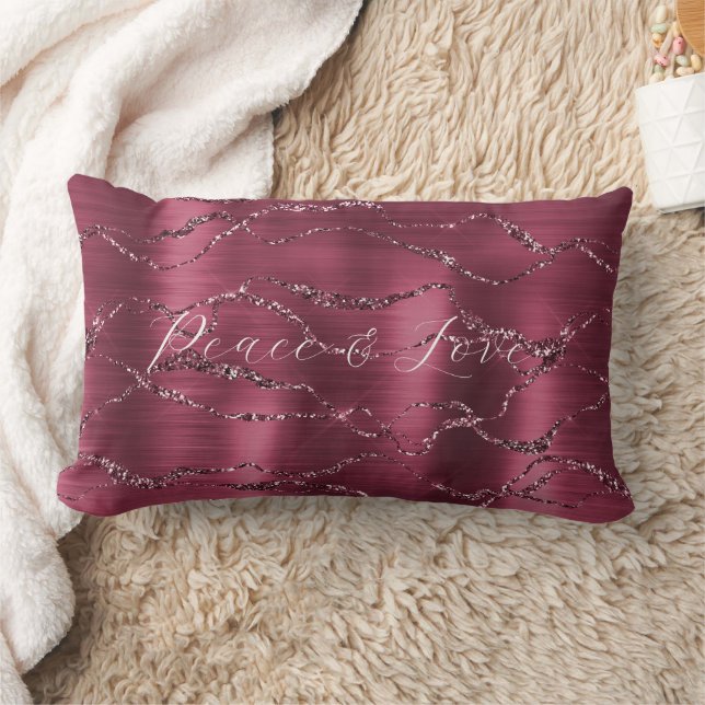 Cojín Lumbar Rayas Purpurinas Glitzy Rojas de Borgoña (Manta)