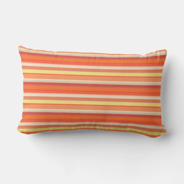 Cojín Lumbar Rayas rojas de naranja suave (Reverso )