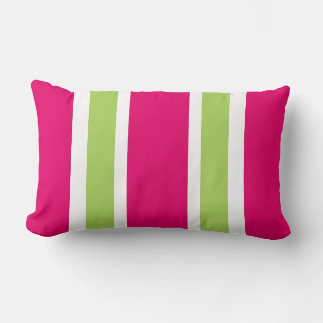 COJÍN LUMBAR RAYAS VERDES CALIENTES PINK/60 DE LA MODA (Anverso)
