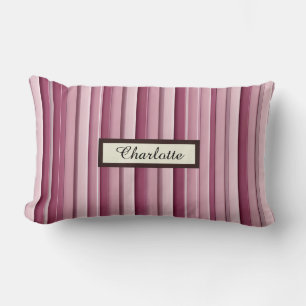 Cojín Lumbar Rayas verticales mauve rosadas personalizadas mode