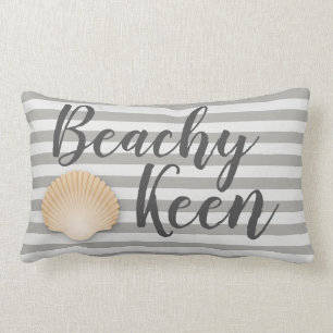 Cojín Lumbar Rayas y Seashell grises afilados con playas