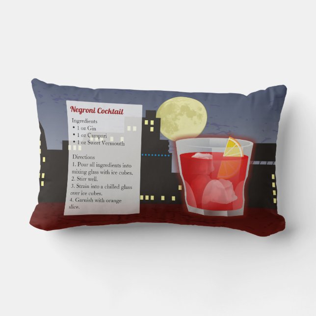 Cojín Lumbar Receta de cóctel Negroni (Reverso )