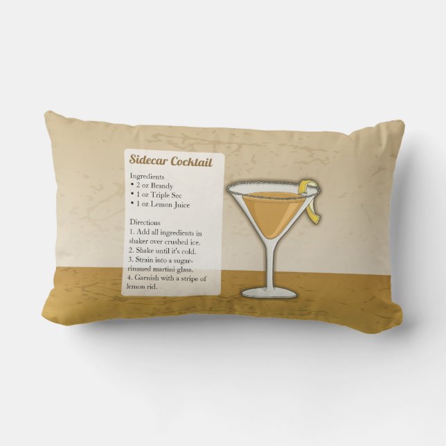 Cojín Lumbar Receta de cóctel Sidecar (Reverso )