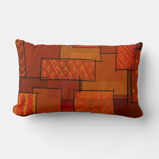 Cojín Lumbar Rectángulos, patrón de retracción, garabato. Tejid (Anverso)