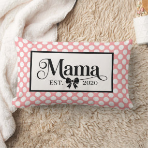 Cojín Lumbar Recuerdo Personalizado de Mamá con Lunares Rosados