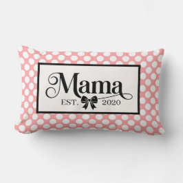 Cojín Lumbar Recuerdo Personalizado de Mamá con Lunares Rosados