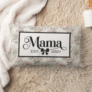 Cojín Lumbar Recuerdo Personalizado Floral Gris Vintage para Ma