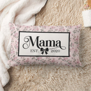 Cojín Lumbar Recuerdo Personalizado Floral Rosa Vintage Mamá
