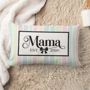Cojín Lumbar Recuerdo Personalizado Mamá Arcoíris Pastel Chic
