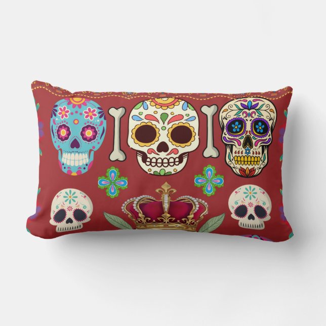 Cojín Lumbar Red Cushion - Gothic - skull and bones (Anverso)