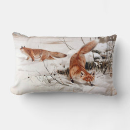 Cojín Lumbar Red Foxes in the Winter Snow (by Wilhelm Kuhnert)