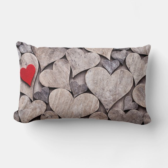Cojín Lumbar Red heart pillow. Valentines day presents. (Anverso)