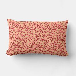 Cojín Lumbar  Red Leafy Branches Seamless Pattern