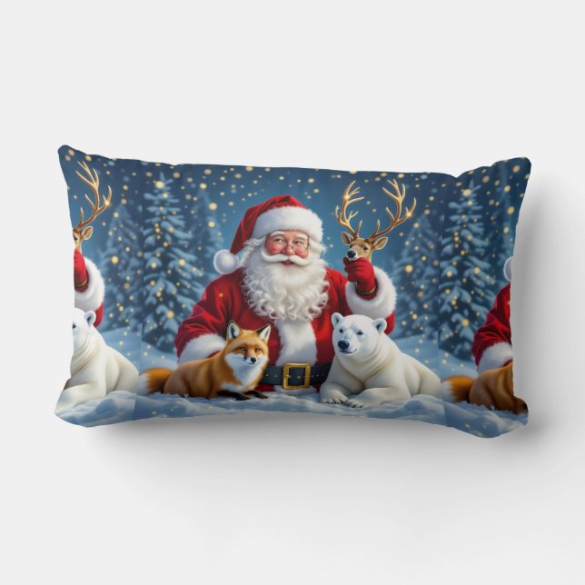 Cojín Lumbar Red Truck with Tree Christmas Throw Pillow (Reverso )
