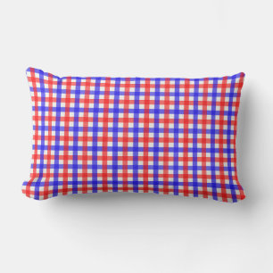 Cojín Lumbar Red Y Blue Gingham Plaid