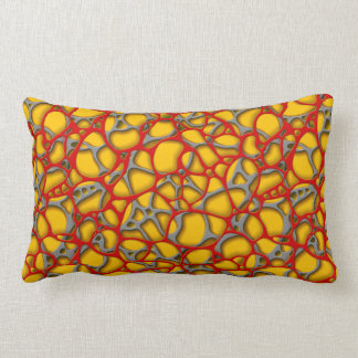 Cojín Lumbar Red y red gris sobre fondo amarillo.