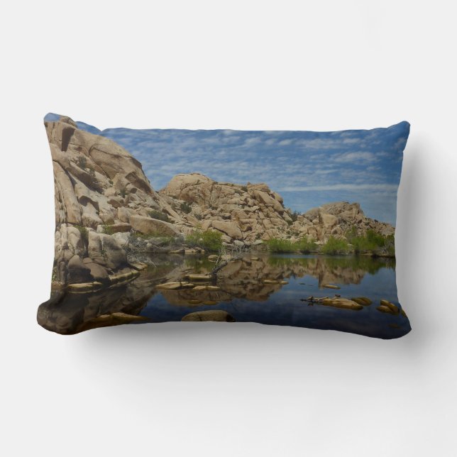Cojín Lumbar Reflejo de Barker Dam en Joshua Tree I (Anverso)
