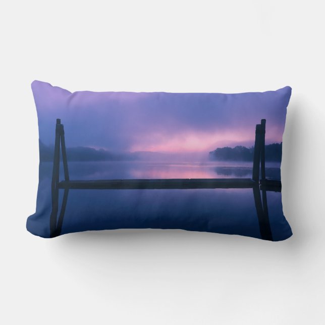 Cojín Lumbar Reflexión del paisaje del agua de la salida del so (Anverso)