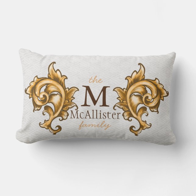 Cojín Lumbar Regal Gold Leaf Laurels (Anverso)