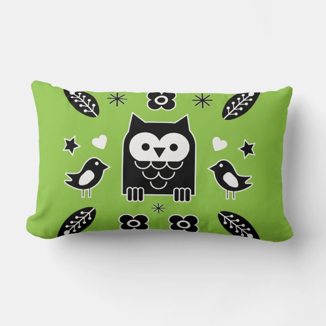 Cojín Lumbar Regalo de arte popular de búho escandinavo (Anverso)