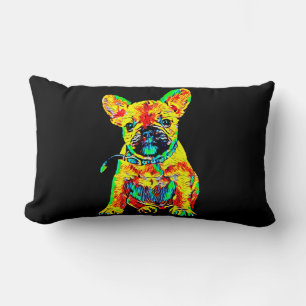 Cojín Lumbar Regalo de Bulldog francés Regalo de arte en colo