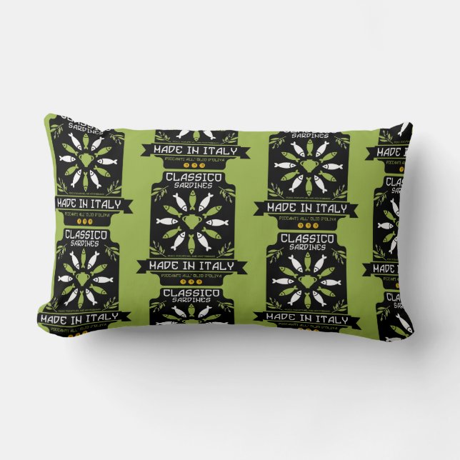 Cojín Lumbar Regalo de cocina impresa de arte sardino italiano (Anverso)