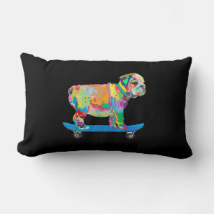 Cojín Lumbar Regalo de perro Patineta de Bulldog de Guay de c